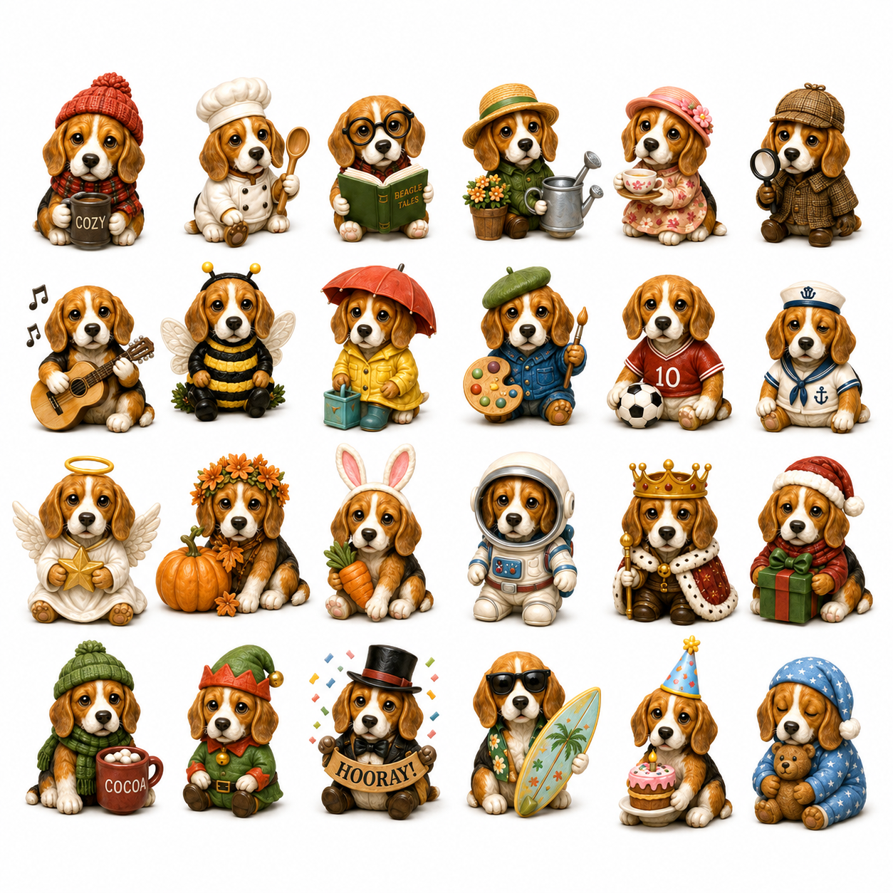 Beagle Magic Advent Calendar 2026 – 24 Days of Unique Beagle Miniature Collectibles, 24 Cute Holiday