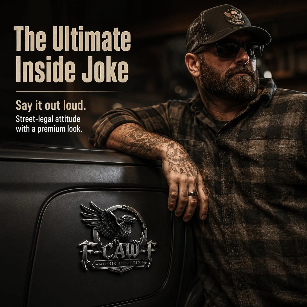 🦅 F-CAW-F Midnight Edition Metal Emblem - Premium Raven Badge For Drivers With Attitude