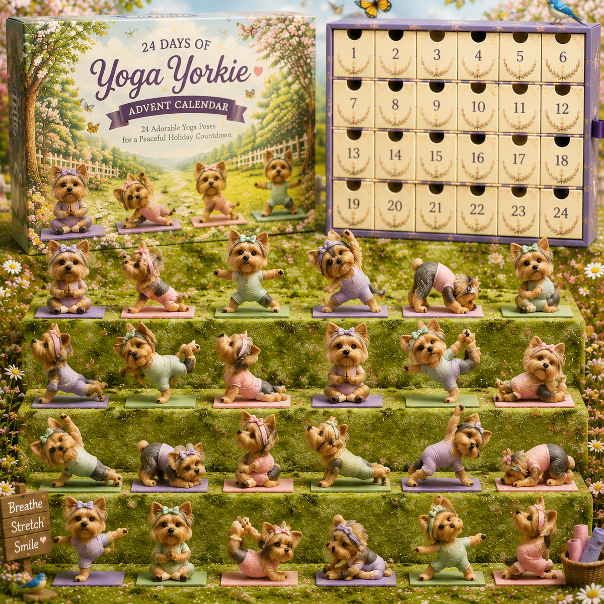 CHRISTMAS KICKOFF 49% OFF - 2026 Days of Yoga Yorkie Blind Box - 24‑Day Festive Countdown, Yoga‑Yorkie Themed Collectible Miniatures Blind Box - Gift For Dog &amp; Yorkshire Terrier Lovers