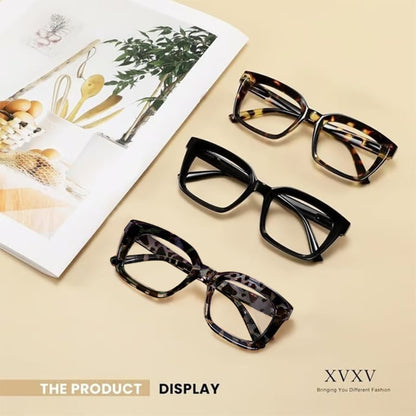 ✨👓Tortoiseshell Reading Glasses – Blue Light Blocking Oversized Square Readers
