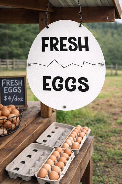 🥚Vintage Farm Fresh Eggs Metal Sign - Rustic Coop & Market Decor🏠🐔