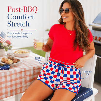🇺🇸 Patriotic Checkered Casual Shorts for Women