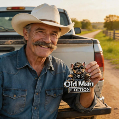 🚗 Funny Old Man Edition Vehicle Badge — Perfect Father's Day & Birthday Gift for Dad, Grandpa, Husband, Truck & SUV Owners