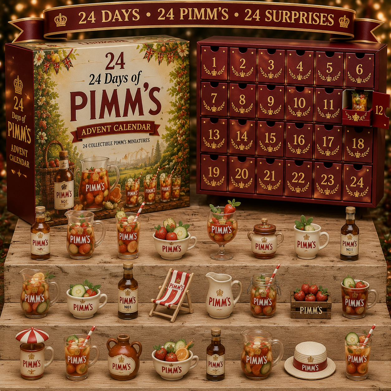 CHRISTMAS KICKOFF 49% OFF - 2026 Days of Pimm's Blind Box - 24-Day Festive Countdown, Pimm's Themed Collectible Figures Blind Box - Gift For Cocktail Lovers