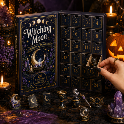 Witching Moon Advent Calendar 2027 – 24 Days of Celestial Miniatures, Mystical Moon Collectibles & Magical Gifts for Witchy Decor Lovers, Acrylic Charms Blind Box