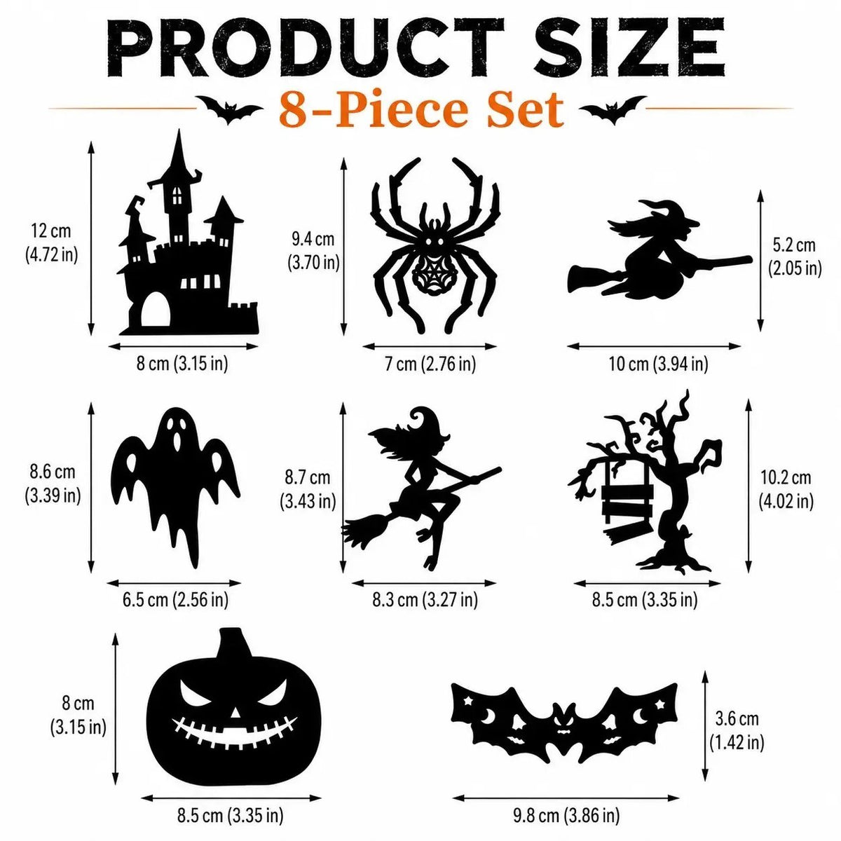 🔥49% OFF - 🎃8 Pack Halloween LED Silhouette Wall Light Stickers, Battery Powered Peel & Stick Decor Lights