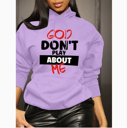 Women's Front Slogan Letter Print Hooded Sweatshirt a?? Casual Graphic Pullover, Trendy Statement Hoodie