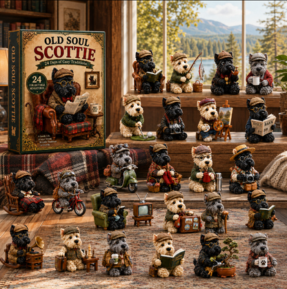 Old Soul Scottie 24-Day Advent Calendar – 24 Adorable Collectible Scottish Terrier Miniatures, Cozy Christmas Countdown Gift for Scottie Lovers & Dog Owners