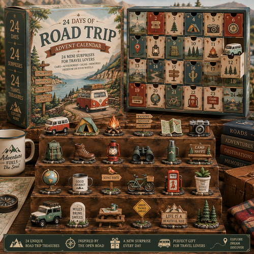 CHRISTMAS KICKOFF 49% OFF - 2026 Days of Road Trip Blind Box - 24-Day Festive Countdown, Road Trip Themed Collectible Miniatures Blind Box - Gift For Travel Lovers**