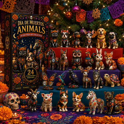 Día de Muertos Animals Advent Calendar 2027 – 24-Day Folk Art Animal Figurine Collection | 24 Unique Collector-Grade Miniatures