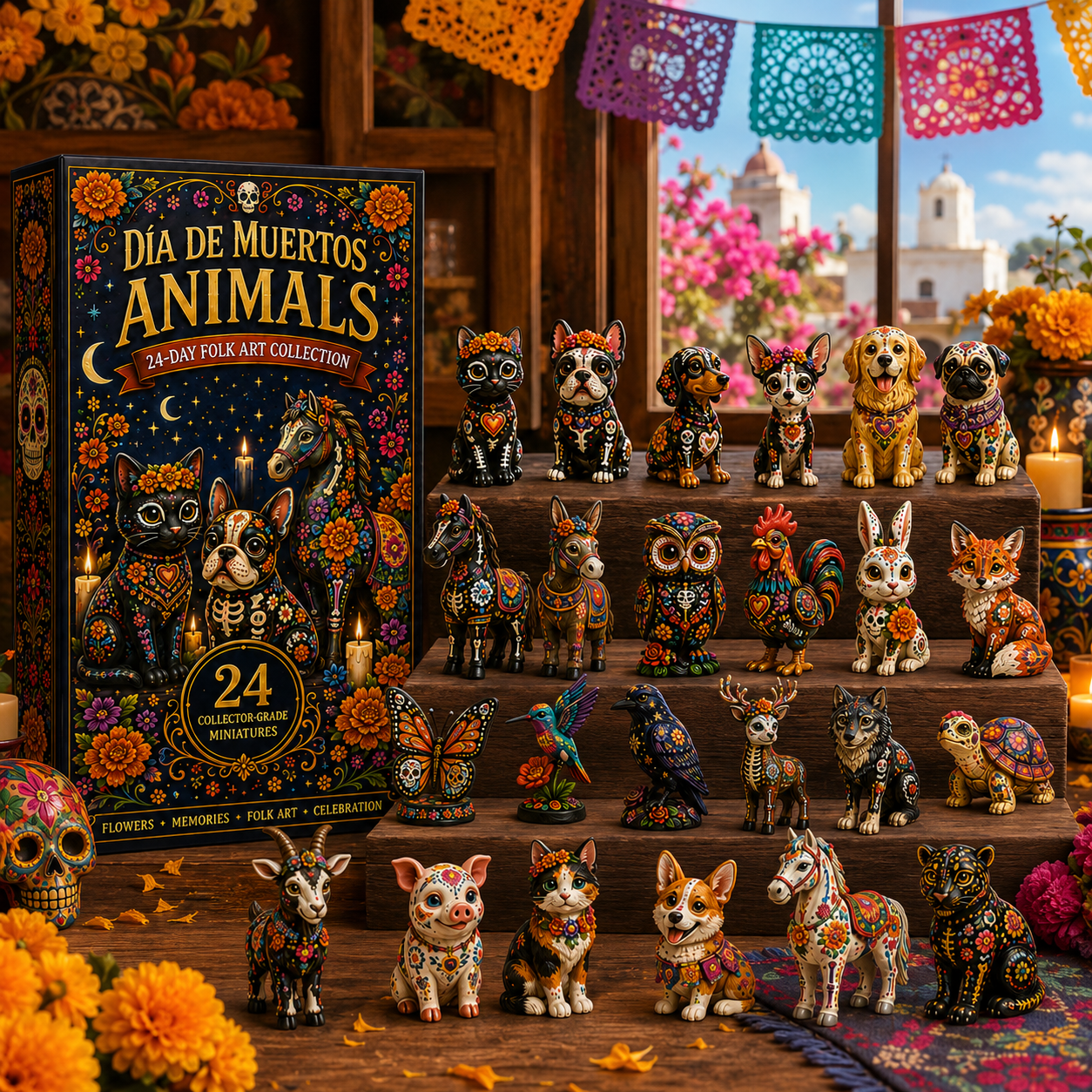 Día de Muertos Animals Advent Calendar 2027 – 24-Day Folk Art Animal Figurine Collection | 24 Unique Collector-Grade Miniatures