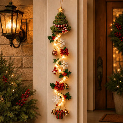🎄Glowing Christmas Door Hanger – Light-Up Vertical Holiday Decor with Festive Designs