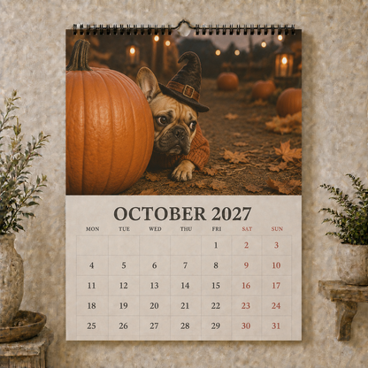 🐾 Funny French Bulldogs 2027 Wall Calendar – 12 Months of Charming Frenchie Moments