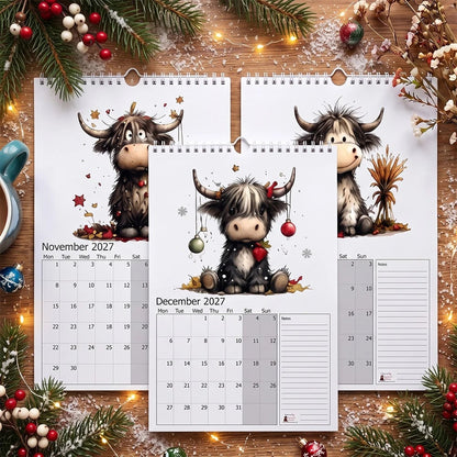 2027 Cute Highland Cow Wall Calendar 🐮 | Life Is Better With A Highland Cow ⭐