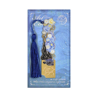 📚✨ Gold Metal Bookmark with Tassel – Van Gogh & Monet Inspired Gift for Book Lovers 🎨