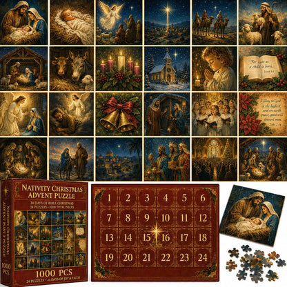 ✝Nativity Christmas Advent Puzzle🎄A 24-Day Faith-Filled Christmas Countdown