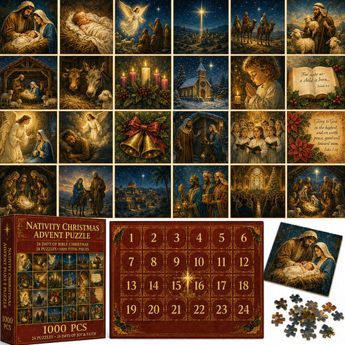 ✝Nativity Christmas Advent Puzzle🎄A 24-Day Faith-Filled Christmas Countdown