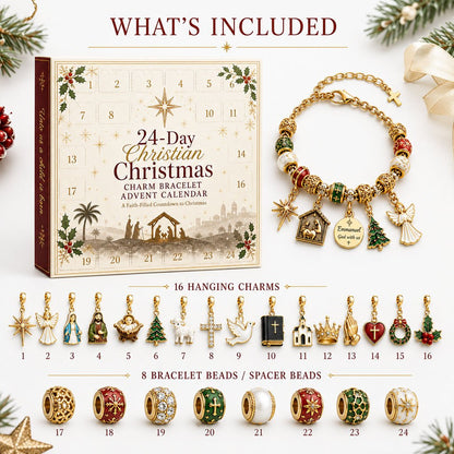 🎄24-Day Christian Christmas Charm Bracelet Advent Calendar