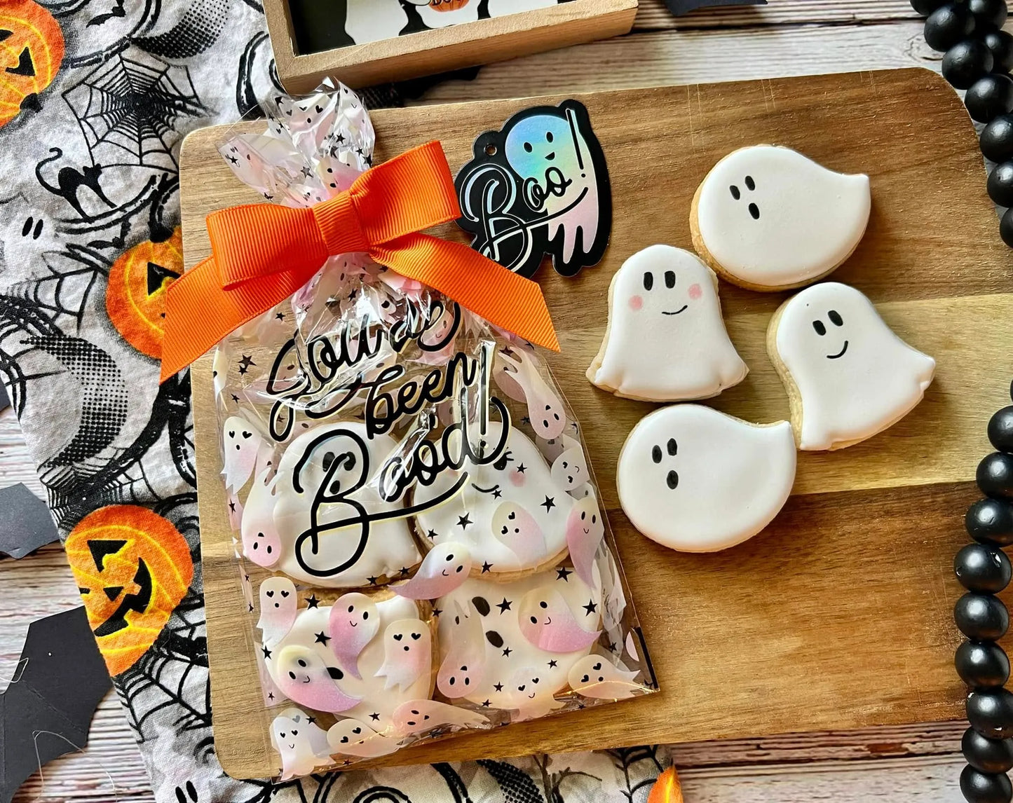 👻Halloween Cookie Packaging Kit – Spooky Pizza Cookie Boxes with Clear Heat Seal Bags, Perfect Gift Packaging for Homemade Halloween Treats 🍪😋