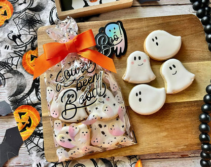 👻Halloween Cookie Packaging Kit – Spooky Pizza Cookie Boxes with Clear Heat Seal Bags, Perfect Gift Packaging for Homemade Halloween Treats 🍪😋