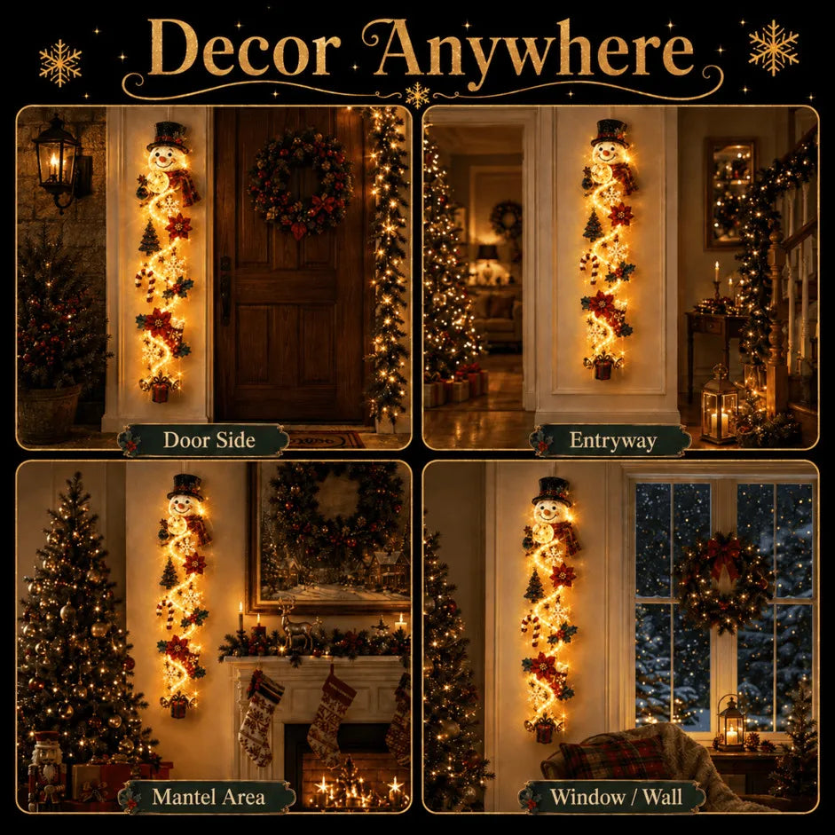 🎄Glowing Christmas Door Hanger – Light-Up Vertical Holiday Decor with Festive Designs