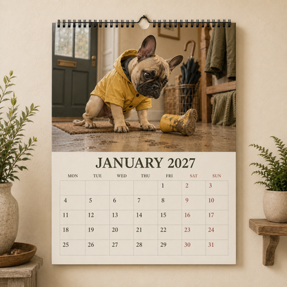 🐾 Funny French Bulldogs 2027 Wall Calendar – 12 Months of Charming Frenchie Moments
