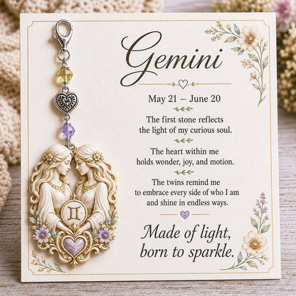 ✨ 12 Zodiac Birthstone Charm Keepsake Card