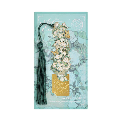 📚✨ Gold Metal Bookmark with Tassel – Van Gogh & Monet Inspired Gift for Book Lovers 🎨