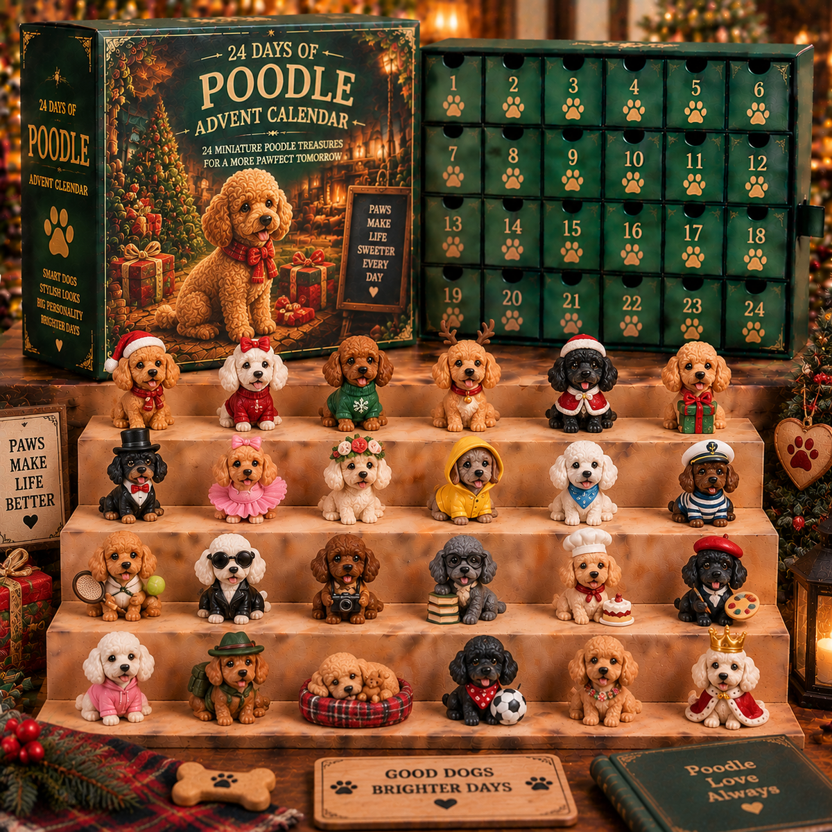 CHRISTMAS KICKOFF 49% OFF - 2026 Days of Poodle Blind Box - 24‑Day Festive Countdown, Poodle Themed Collectible Miniatures Blind Box - Gift For Poodle Dog Lovers