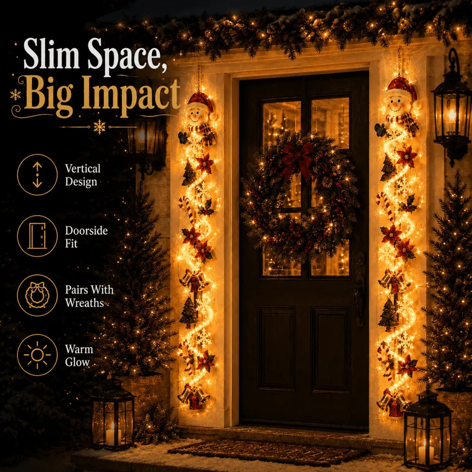 🎄Glowing Christmas Door Hanger – Light-Up Vertical Holiday Decor with Festive Designs