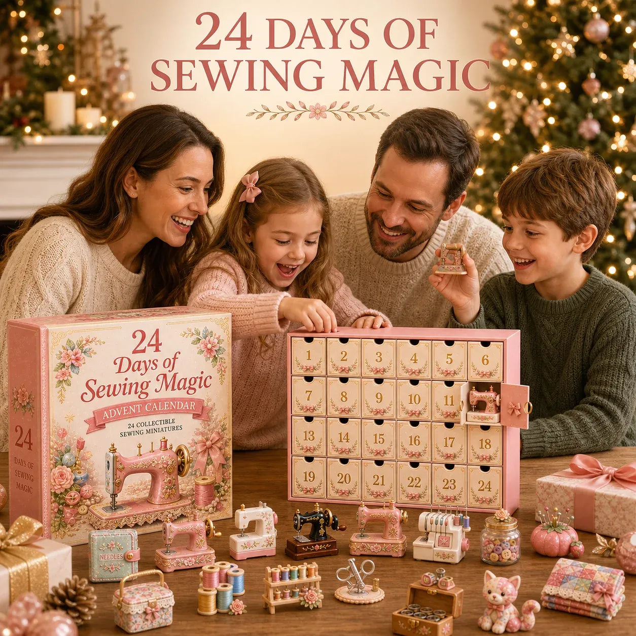 2026 Sewing Magic Miniatures Blind Box - 24‑Day Festive Countdown, Sewing Trinkets Blind Box - Gift For Sewing Lovers