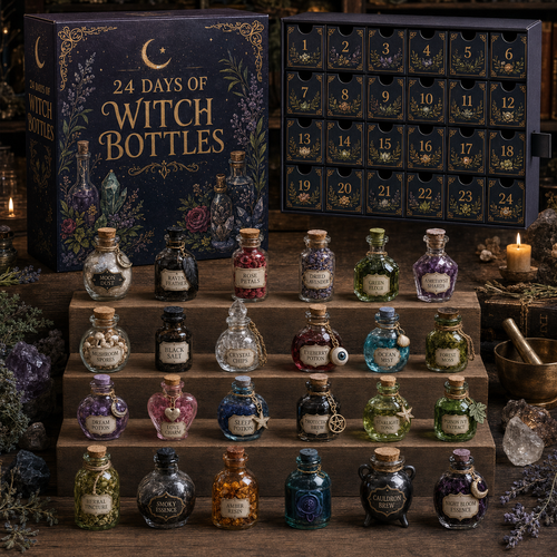 CHRISTMAS KICKOFF 49% OFF - 2026 Days of Witch Bottles Blind Box - 24‑Day Festive Countdown, Witch Bottles Themed Collectible Miniatures Blind Box - Gift For Witchcraft & Potion Lovers