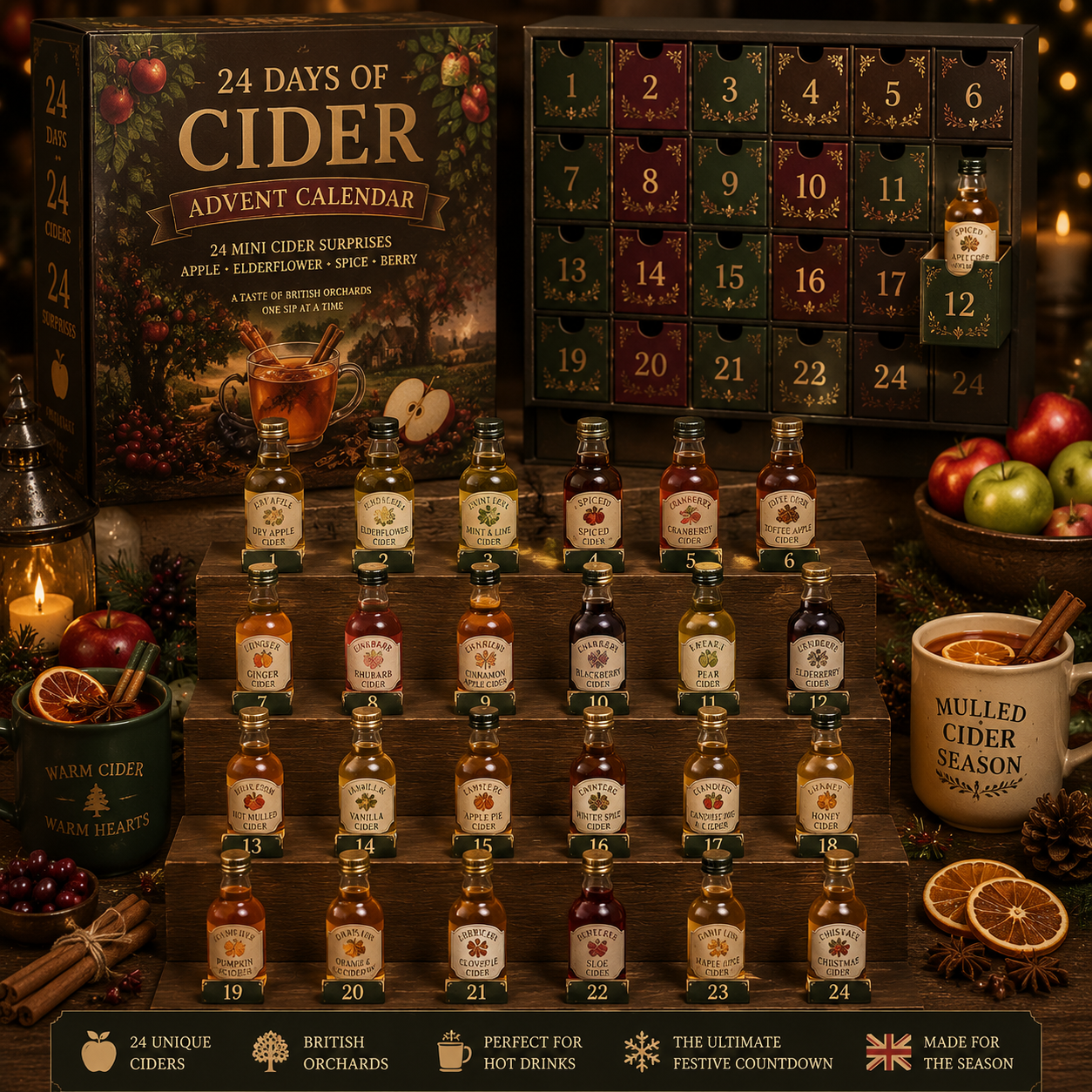 CHRISTMAS KICKOFF 49% OFF - 2026 Days of Cider Blind Box - 24-Day Festive Countdown, Cider Themed Collectible Miniatures Blind Box - Gift For Cider Lovers