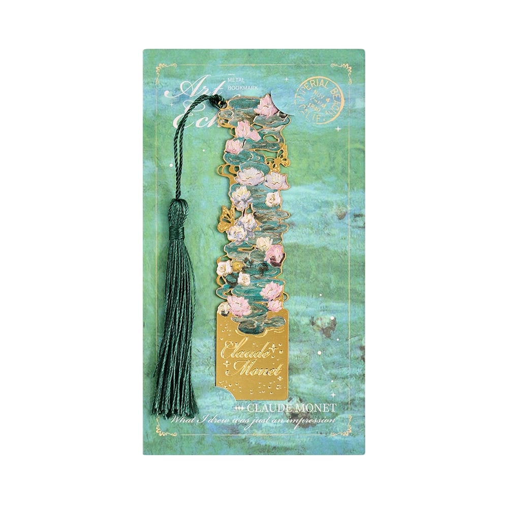 📚✨ Gold Metal Bookmark with Tassel – Van Gogh & Monet Inspired Gift for Book Lovers 🎨