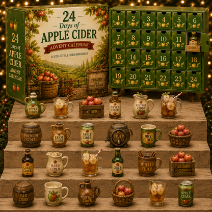 CHRISTMAS KICKOFF 49% OFF - 2026 Days of Apple Cider Blind Box - 24-Day Festive Countdown, Apple Cider Themed Collectible Figures Blind Box - Gift For Cider Lovers