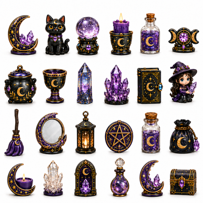 Crystal Witch Advent Calendar 2027 – 24 Days of Magical Crystal Miniatures, Mystical Witchy Collectibles & Enchanting Gifts for Fantasy Lovers, Acrylic Charms Blind Box