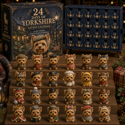 CHRISTMAS KICKOFF 49% OFF - 2026 Days of Yorkshire Blind Box - 24-Day Festive Countdown, Yorkshire Terrier Themed Collectible Miniatures Blind Box - Gift For Dog Lovers