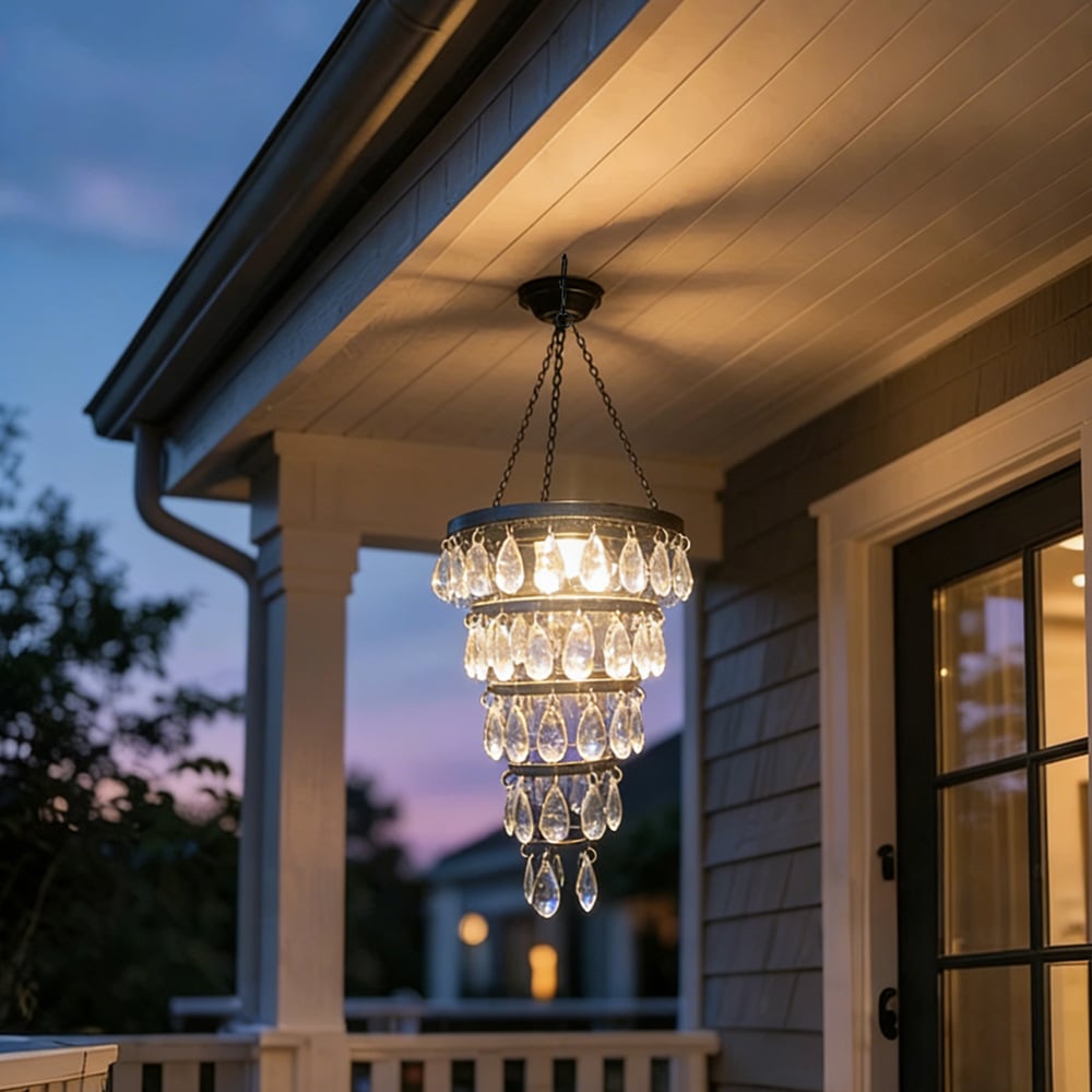 Solar Hanging Crystal Chandelier