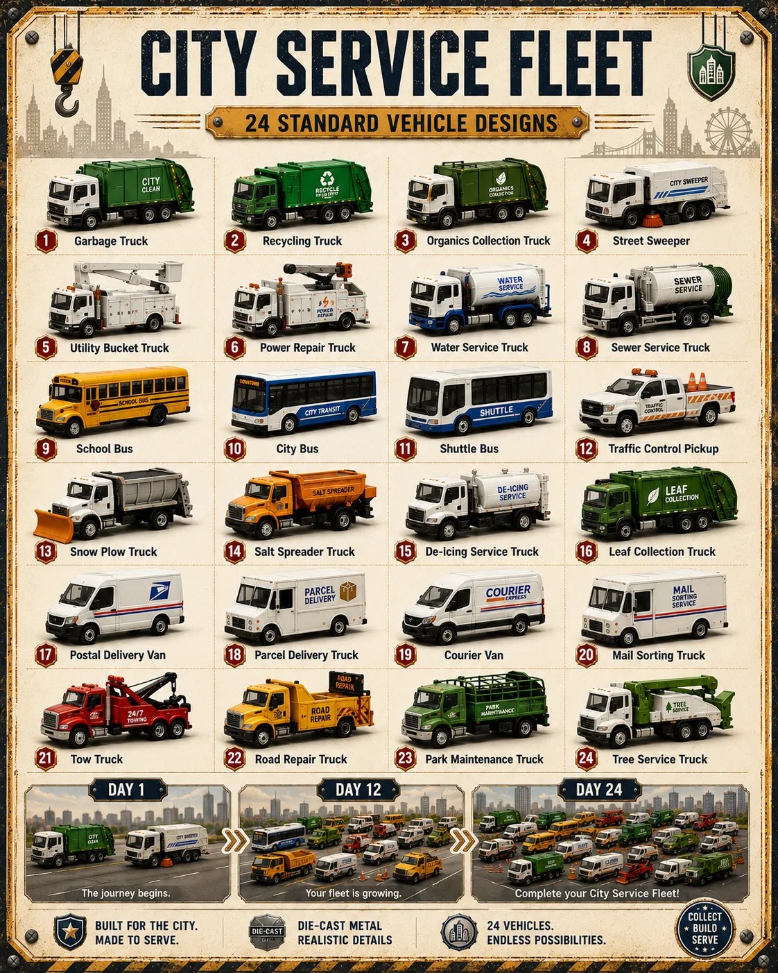 🚜Build the Fleet Collection 24-Day Vehicle Advent Calendar Series