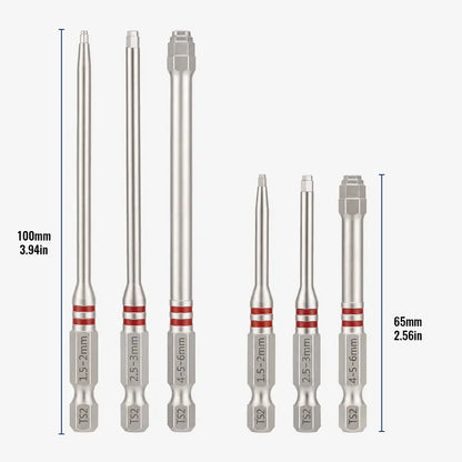 Dailyard™ 6PCS S2 Alloy Steel Magnetic Screwdriver Bits Set – Pagoda Hex Shank Drill Bit Set