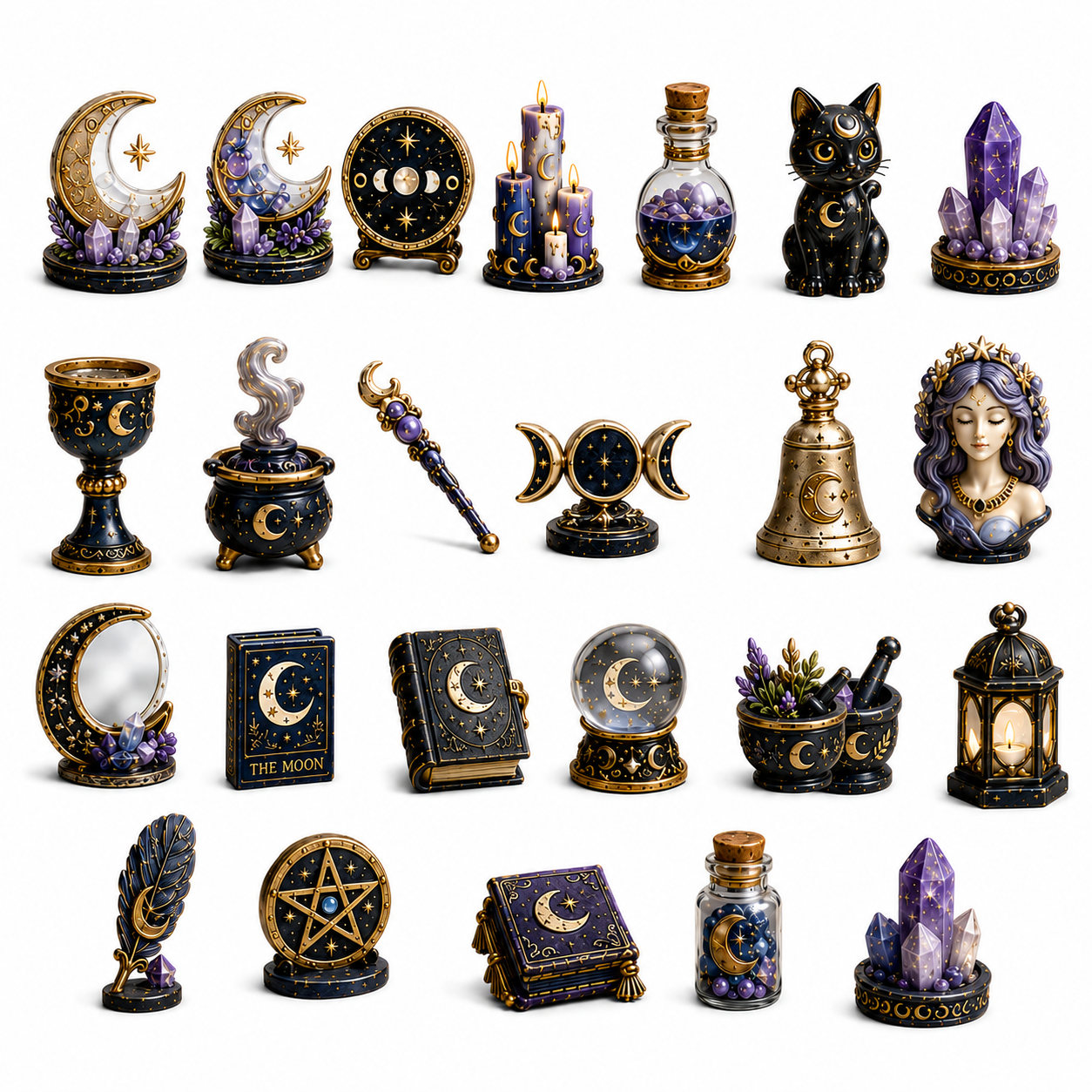 Witching Moon Advent Calendar 2027 – 24 Days of Celestial Miniatures, Mystical Moon Collectibles & Magical Gifts for Witchy Decor Lovers, Acrylic Charms Blind Box