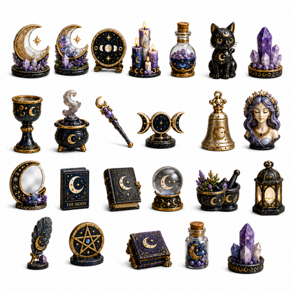 Witching Moon Advent Calendar 2027 – 24 Days of Celestial Miniatures, Mystical Moon Collectibles & Magical Gifts for Witchy Decor Lovers, Acrylic Charms Blind Box