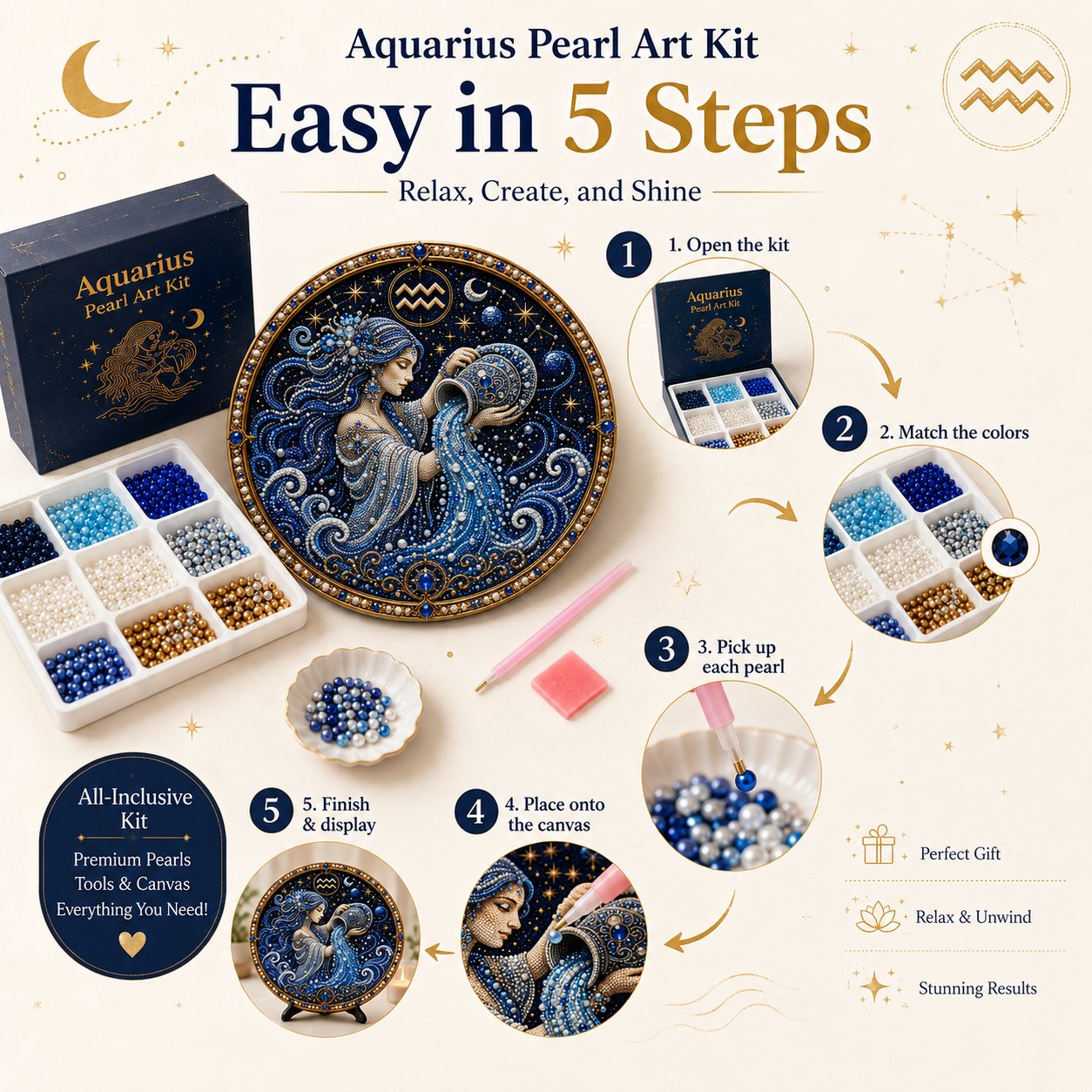 🔥Last Day 49% OFF - 12 Zodiac Signs Pearl Art Kit ♈🌙