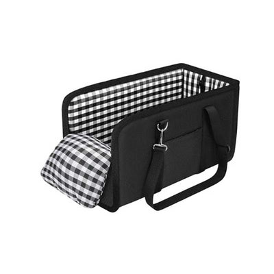 Portable Plaid Armrest Dog Car Seat with Belt