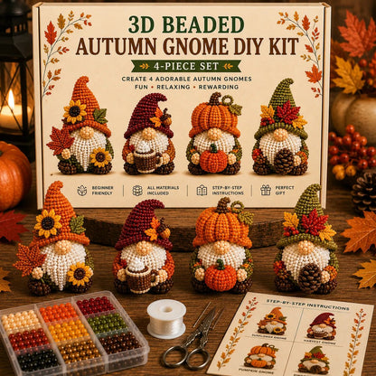 3D Beaded Gnome DIY Bead Kit – 8 Adorable Handmade Gnome Designs Craft Set