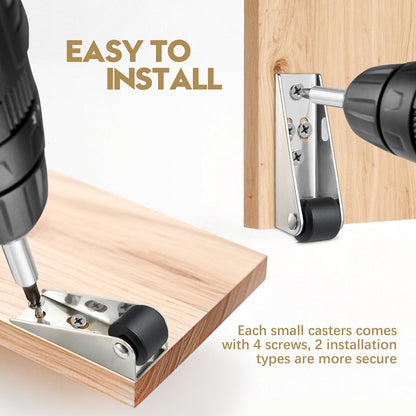 8-Pack Mini Rigid Caster Wheels for Furniture and Door Sinking Repair