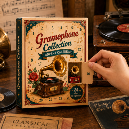 Gramophone Collection Advent Calendar 2026 – 24 Vintage Record Player & Music Miniatures, Retro Collectible Gift for Music Lovers