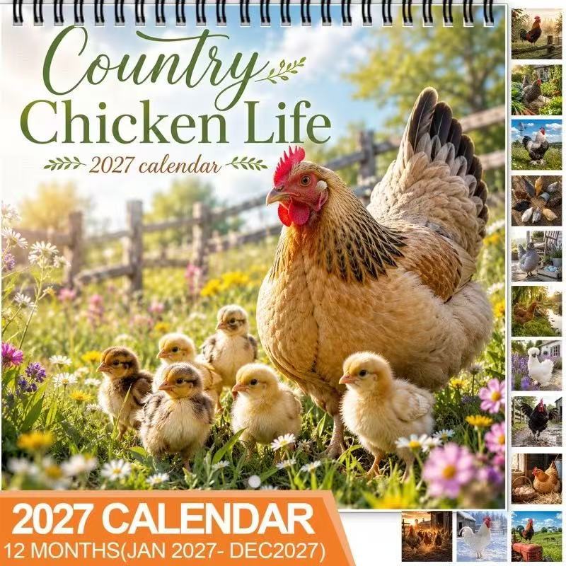 2027 Country Chicken Life Wall Calendar – 12 Months of Hens, Chicks & Countryside Charm