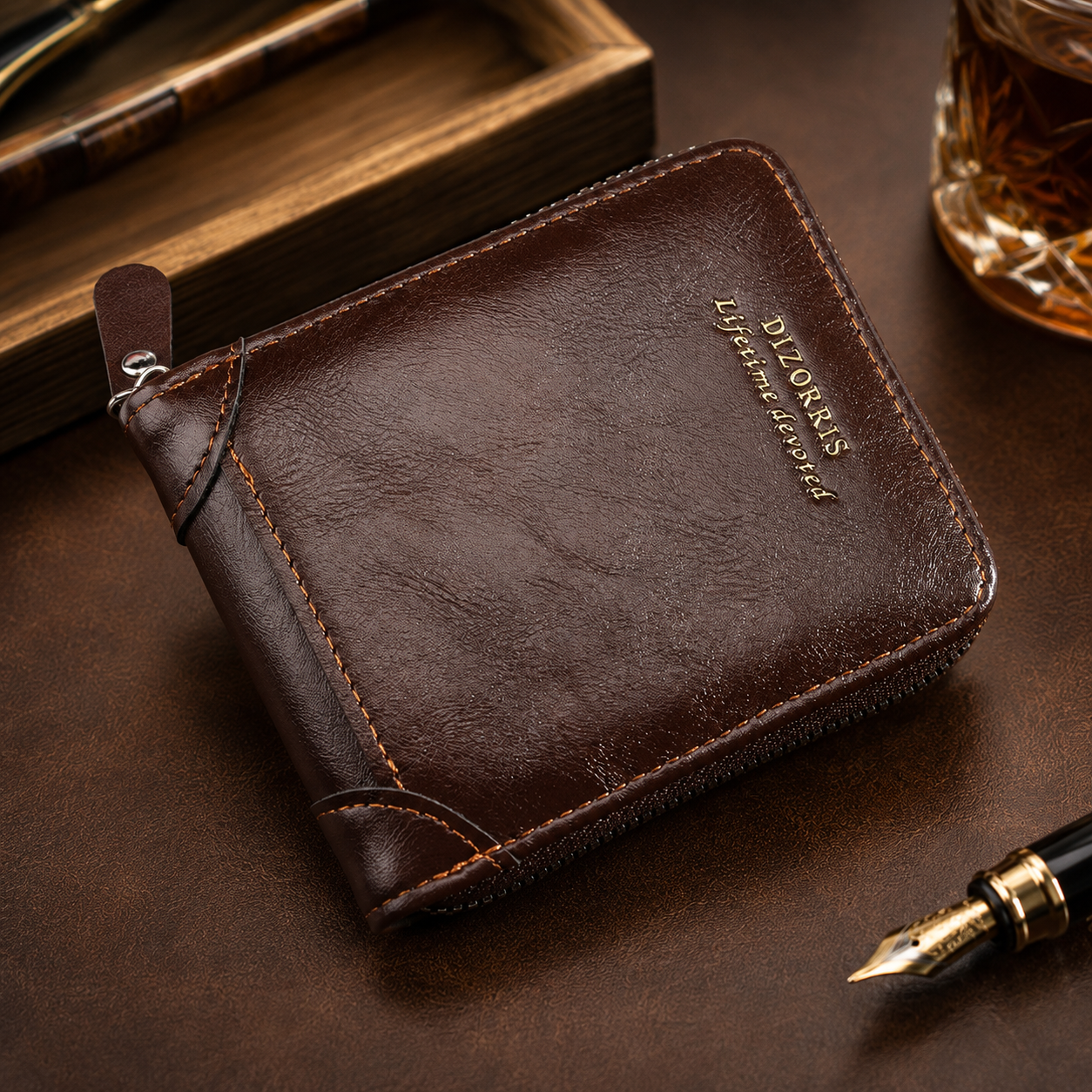 🏆 Last Day Special Price £9.78 !👛Vintage Men's Short Zip-Around Trifold Wallet