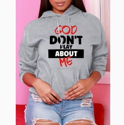 Women's Front Slogan Letter Print Hooded Sweatshirt a?? Casual Graphic Pullover, Trendy Statement Hoodie
